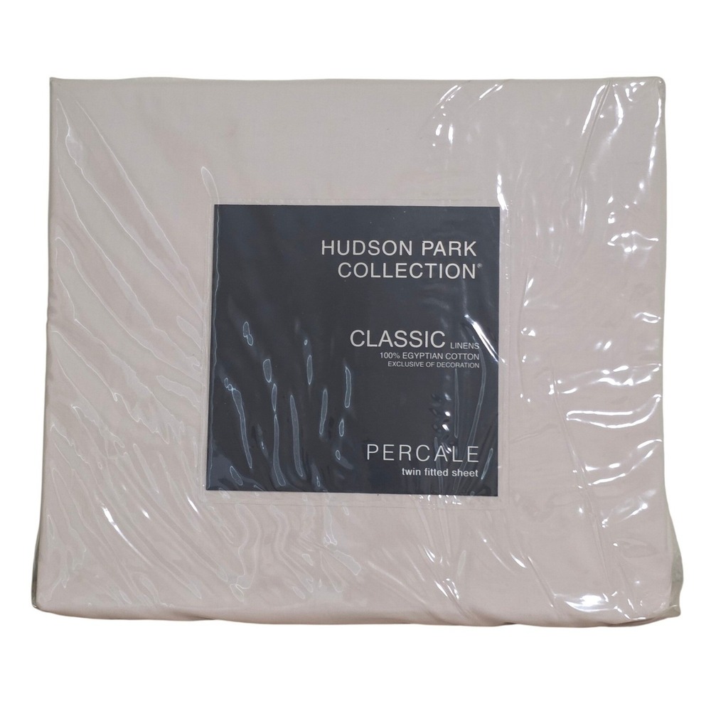 Hudson Park Collection Twin Fitted Sheet 100% Egyptian Cotton Percale Blush Pink